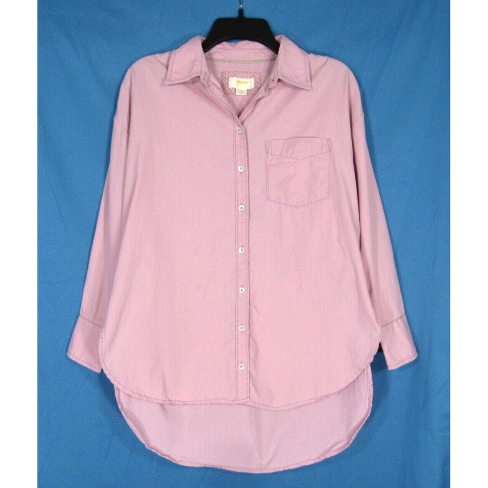 MAEVE Anthropologie THE BENNET Lilac Pink COTTON TWILL Button-Up TUNIC TOP Sz XS